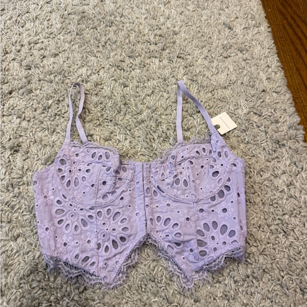 Anthropologie Lavender Lace Crop Top